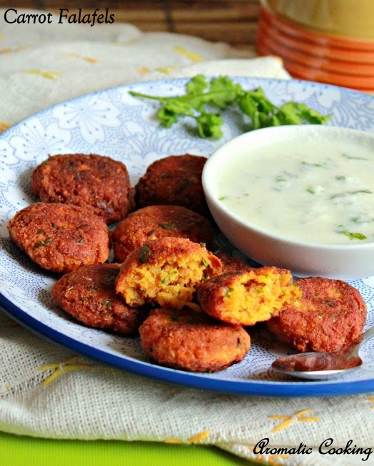 Aromatic Cooking Carrot Falafels, Chickpeas And Carrot Vadas ( Fritters )