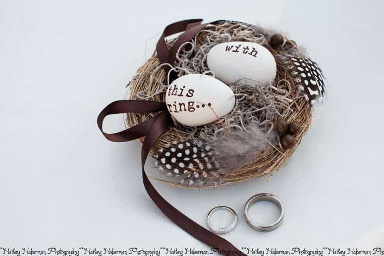 Cle Elum Backyard Wedding Jeff and Elisia nest with wedding rings