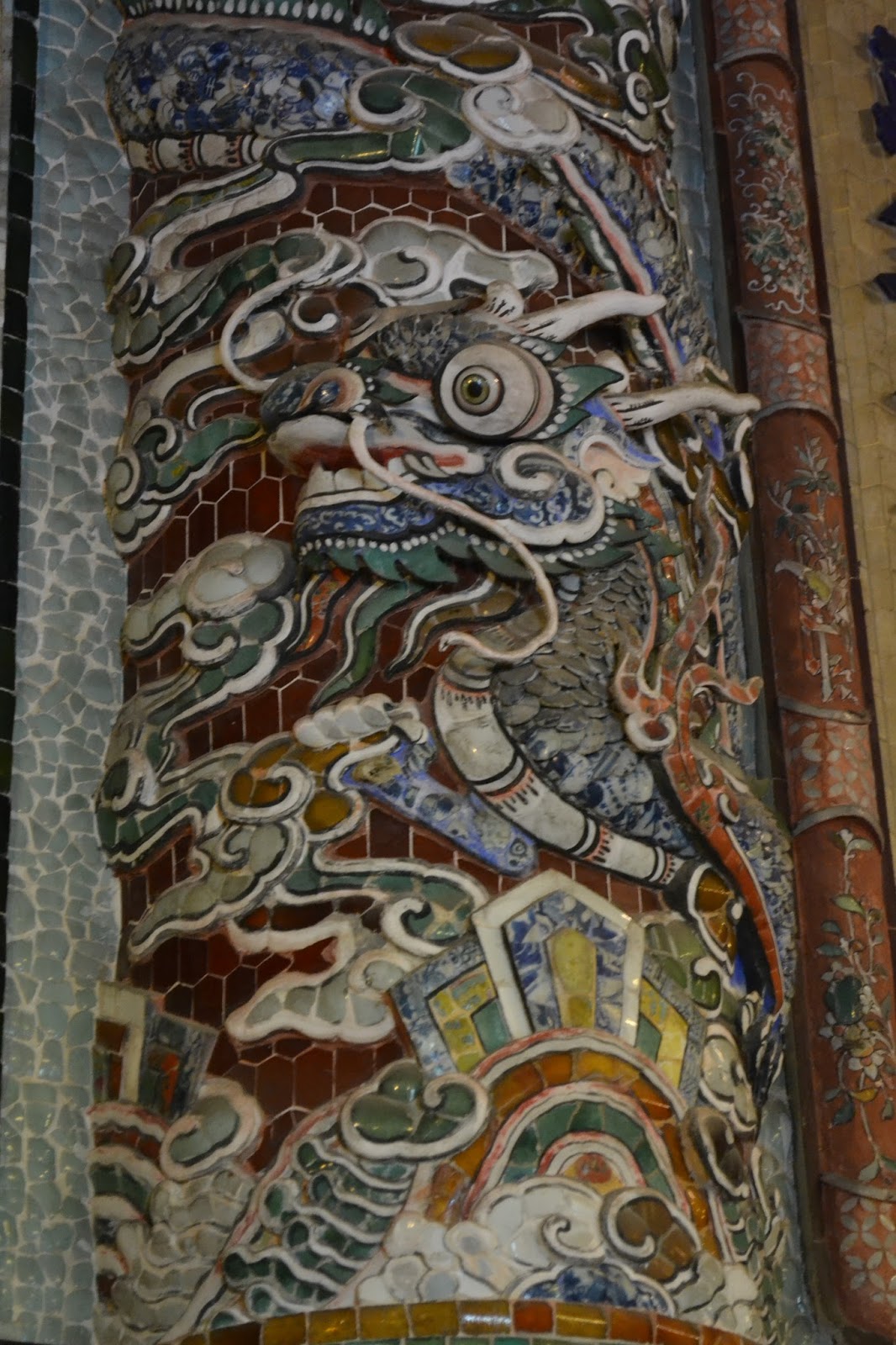 Beautiful mosaic design on the wall of the tomb