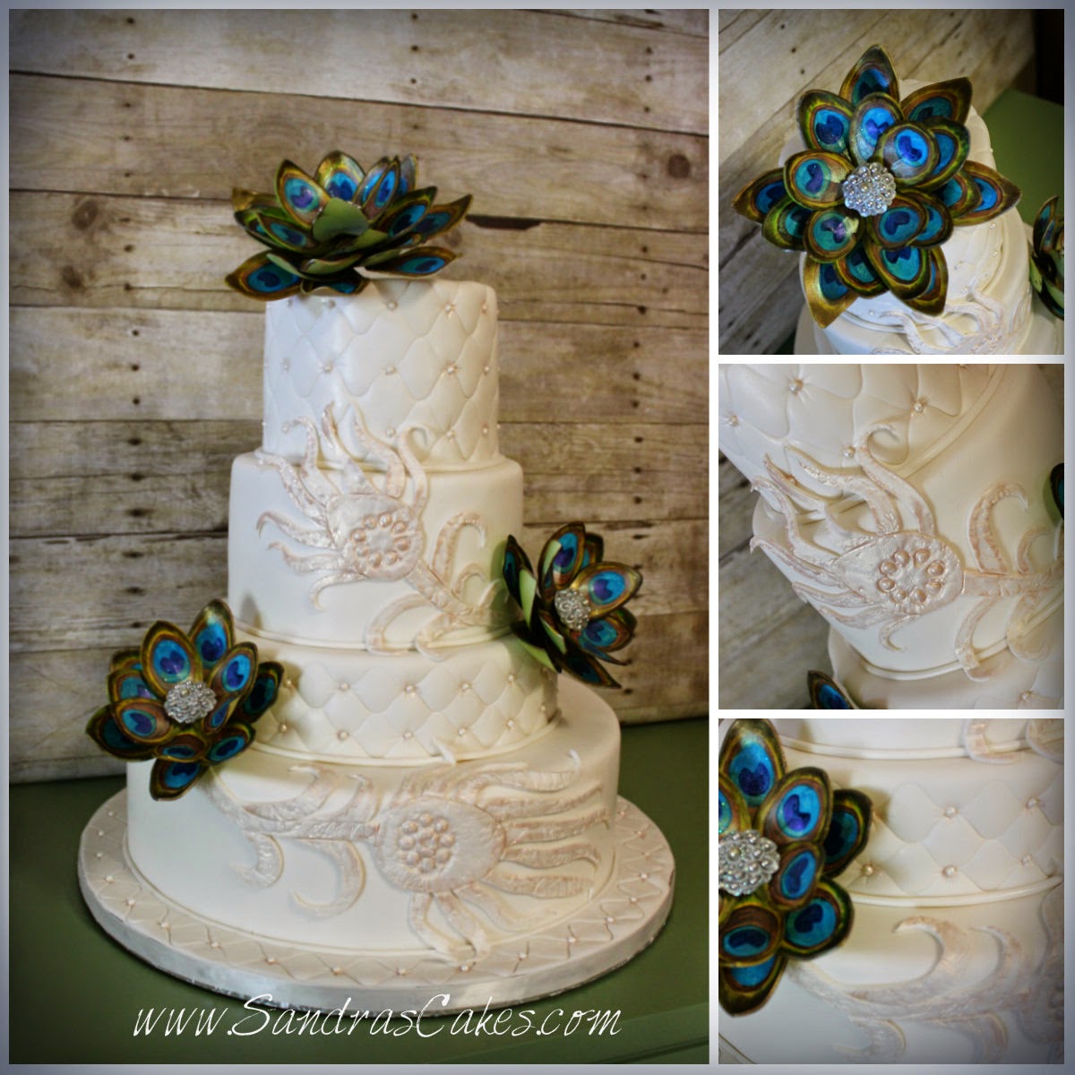 Beautiful Peacock Wedding Cake All Covered In Buttercream With