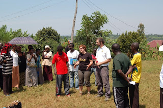 BJ & Matt present at the meeting post-Umuganda to the local community.
