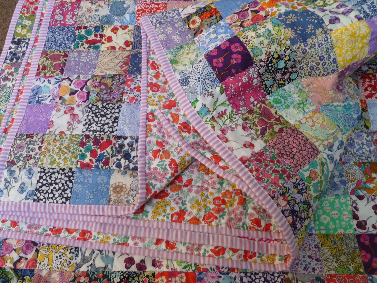 Stitch and Pieces: Liberty Squares Quilt: A finished quilt