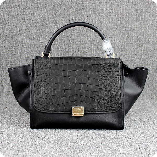 celine black cloth handbag classic  