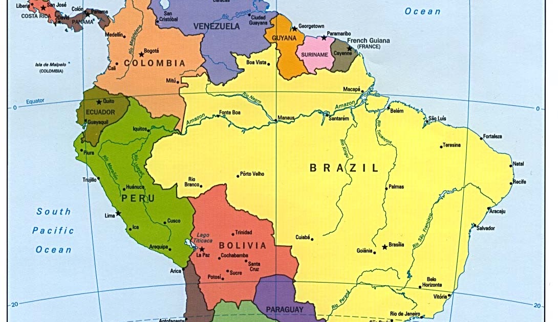 maps of dallas: Political Map of South America