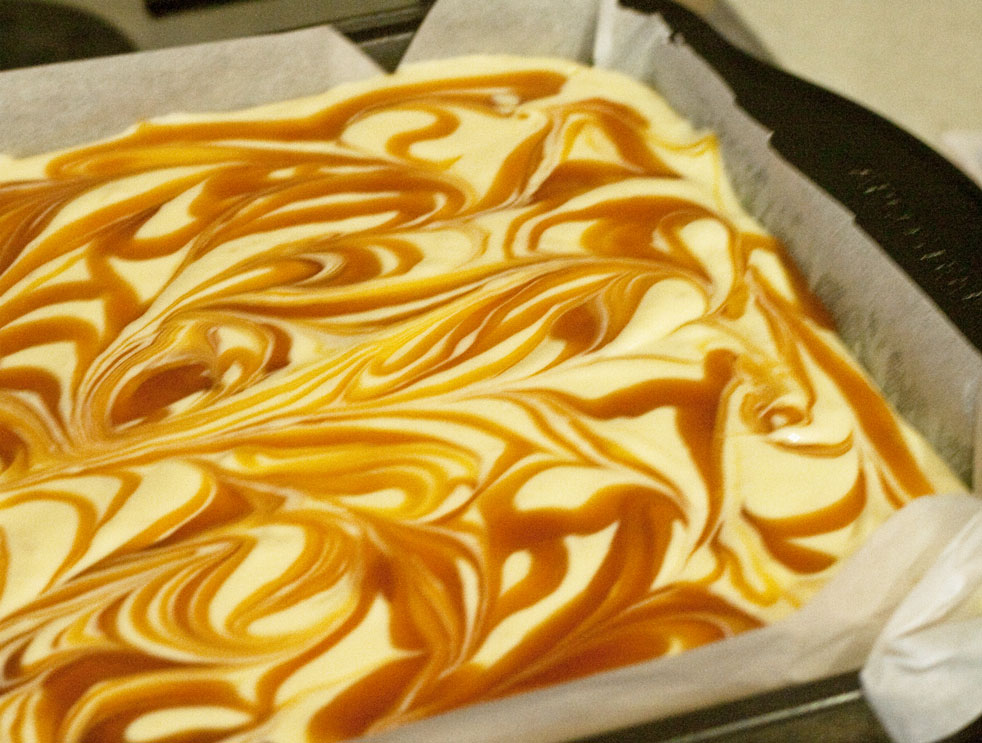 Polkadot Lane Baked Banana & Caramel Swirl Cheesecake Slice