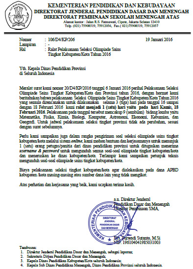 Jadwal Ralat Pelaksanaan Seleksi Osn Tingkat Kabupaten Kota Tahun 2016 Edukasi Ppkn