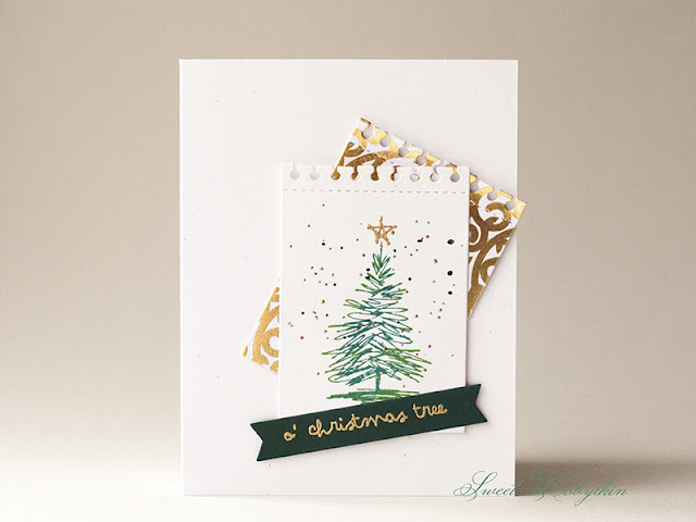 Christmas Card with Scribbly Christmas from Tim Holtz by Sweet Kobylkin