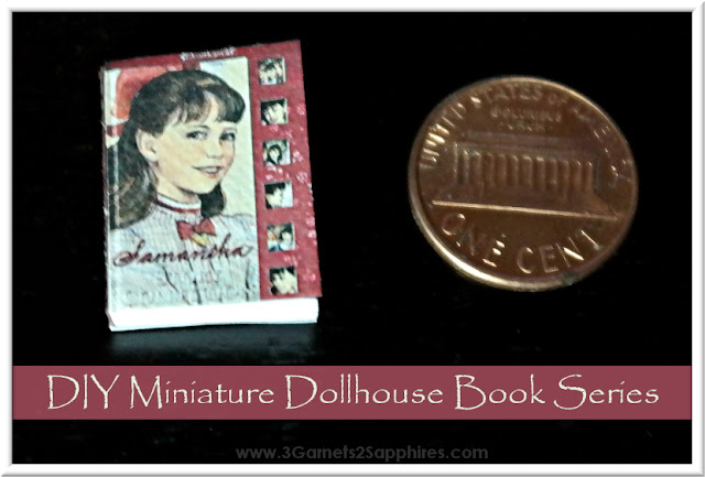 Easy craft for making your own series of miniature dollhouse books.  www.3Garnets2Sapphires.com