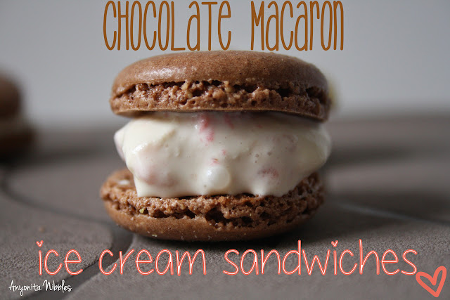 Valentine's Day Chocolate Macaron Ice Cream Sandwiches