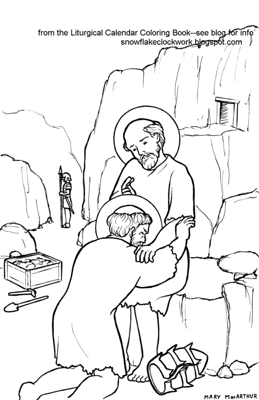 Snowflake Clockwork Saints Pontian and Hippolytus coloring page