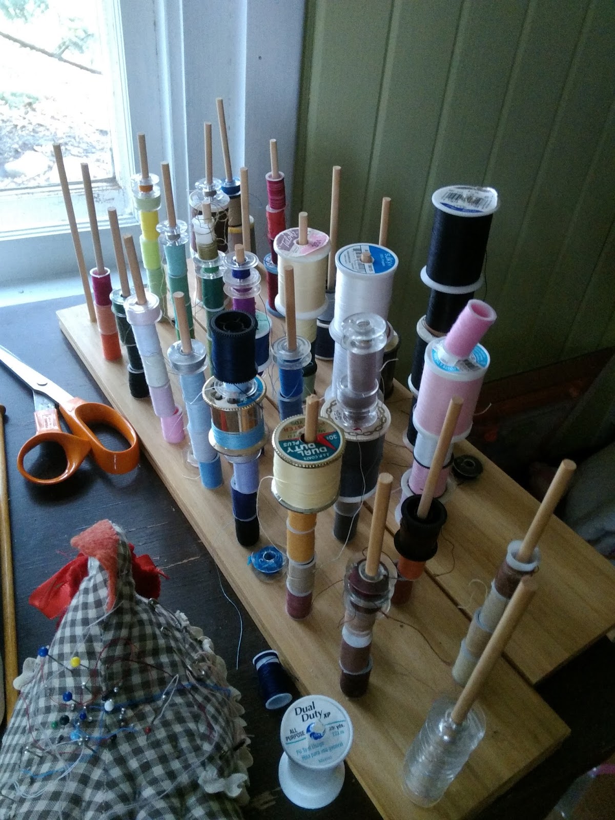 green and frugal home Homemade thread spool and bobbin holder