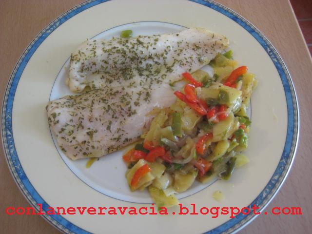 Filete De Merluza Con Verduritas Al Microondas

