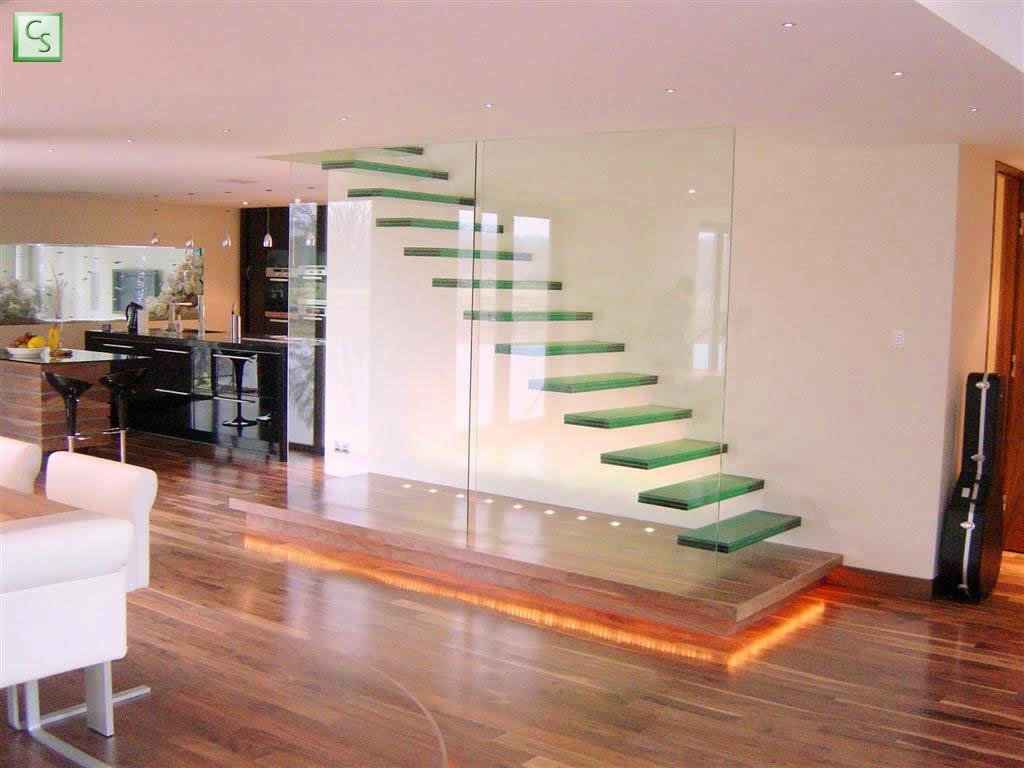 interior fabulous hanging glass staircases looks so magical for contemporary home interior