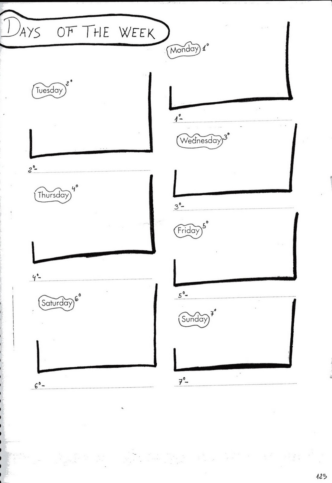 Fichas de inglés: Ficha Days of the week 1: Days of the week worksheets