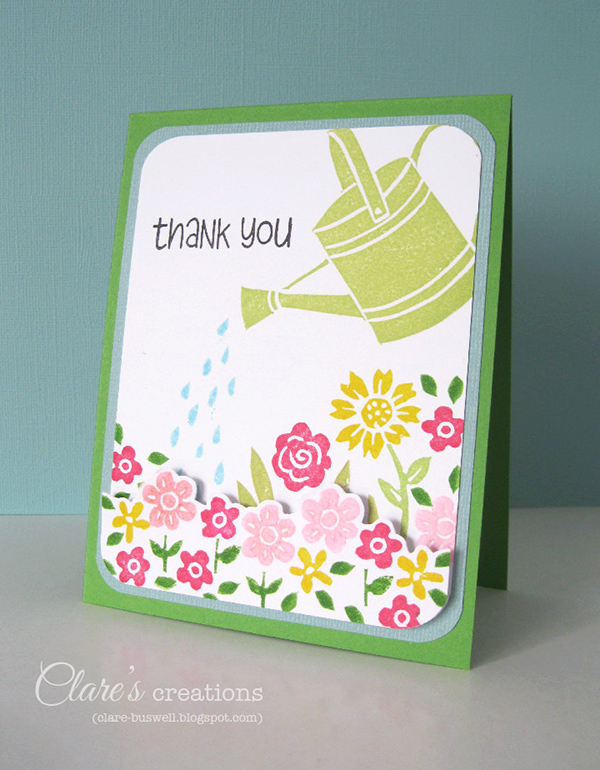 Handcarved watering can and water stamps! Clare's creations