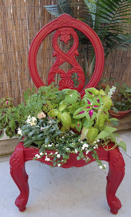 Repurposed Old Chair-Planter - SOLD