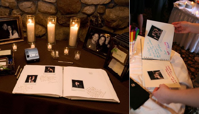 Turn your guest book into a scrapbook Provide guests with small cards on 