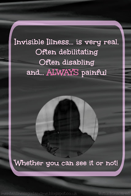 Invisible Illness is very real, often debilitating, often disabling, and always painful.. whether you can see it or not. Mental health. Mental Illness. via @stuckinscared