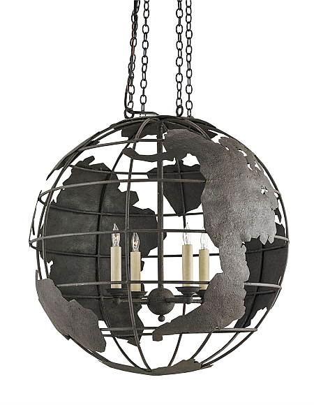 The Designer Insider World Globe Black Pendant Chandelier