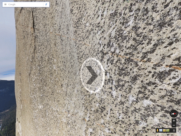 Ein GIF zeigt den Schwenk an der Felswand