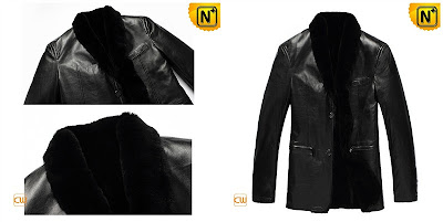Men Black Fur Lined Sheepskin Coat