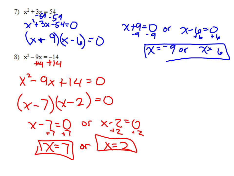 Ms. Hale's Math Page: Algebra 5/2: Using Factoring to Solve Equations