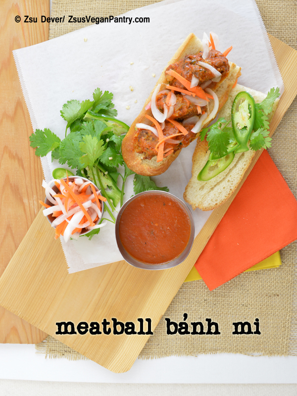 Zsu's Vegan Pantry meatball banh mi + vegan fish sauce