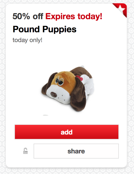 Target 50 off Pound Puppies Cartwheel Offer = as low as 6.37 (reg