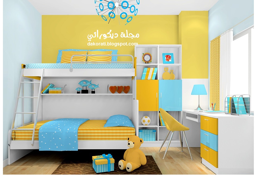 غرفه اطفال 2 سرير مساحات صغيرة