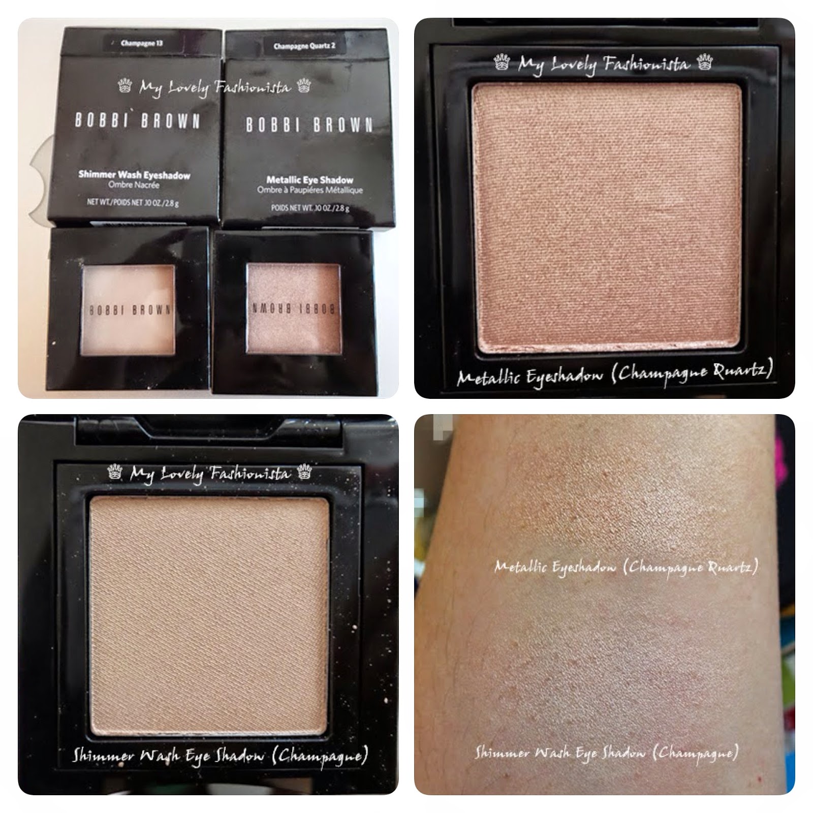 Bobbi Brown Shimmer Wash Eye Shadow (Champagne), and Metallic Eyeshadow