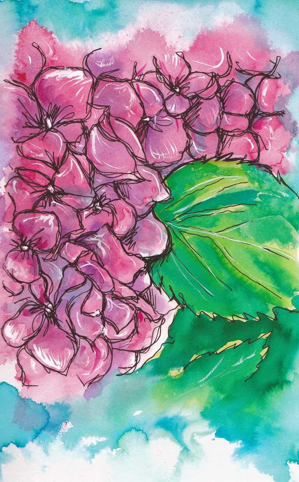 Nel S Everyday Painting Pink Green Hydrangea Sold