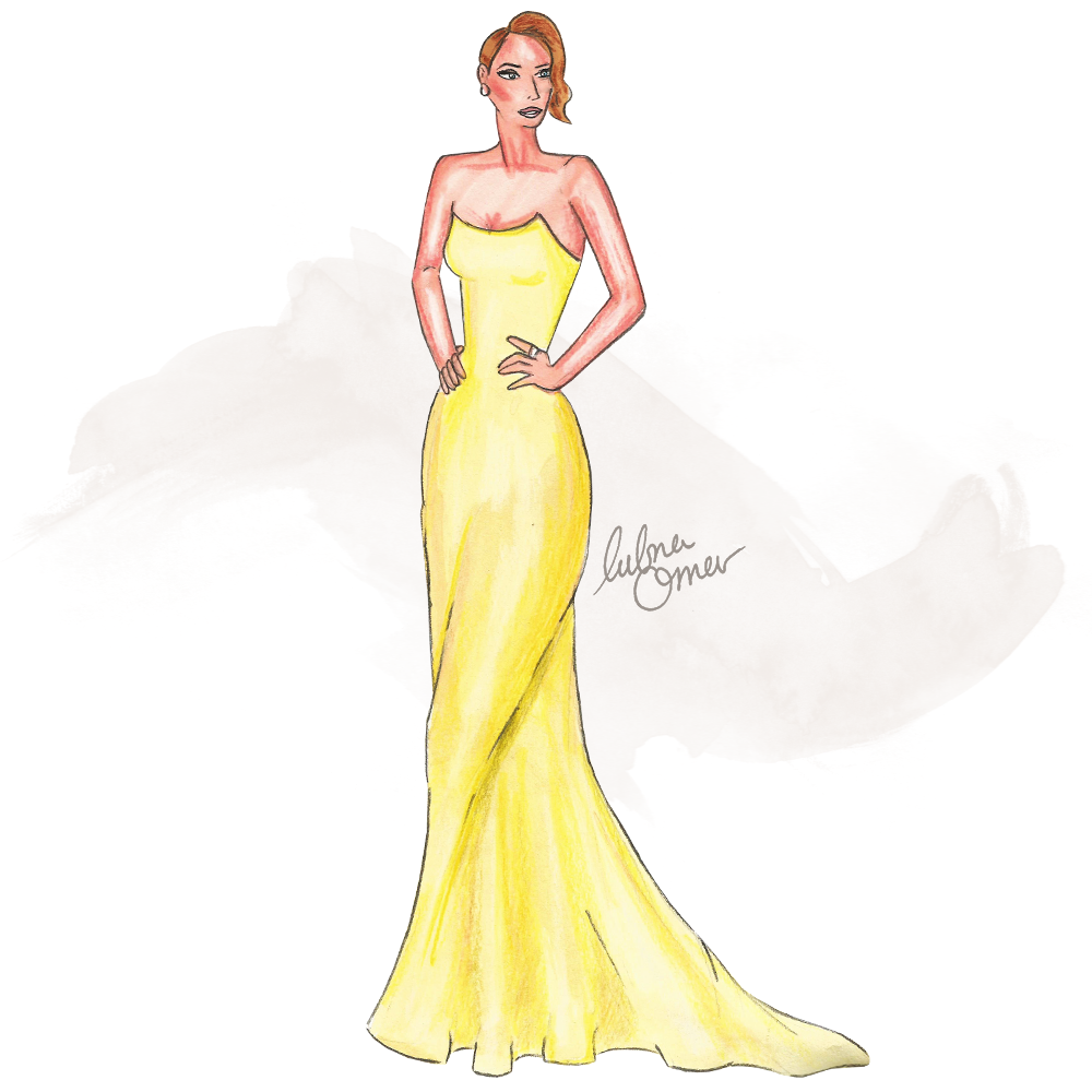 Charlize Theron in Dior illustration by Lubna Omar