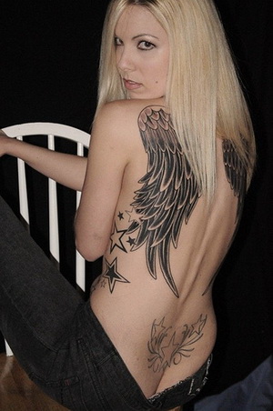 Angel Tattoo on Back Women