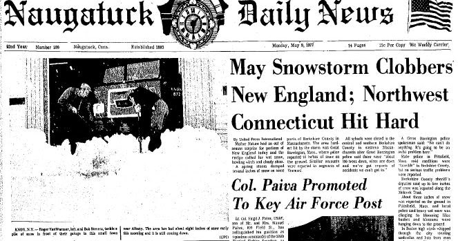 Paul�s Local Weather Journal Rare May Snowstorm Clobbered New England