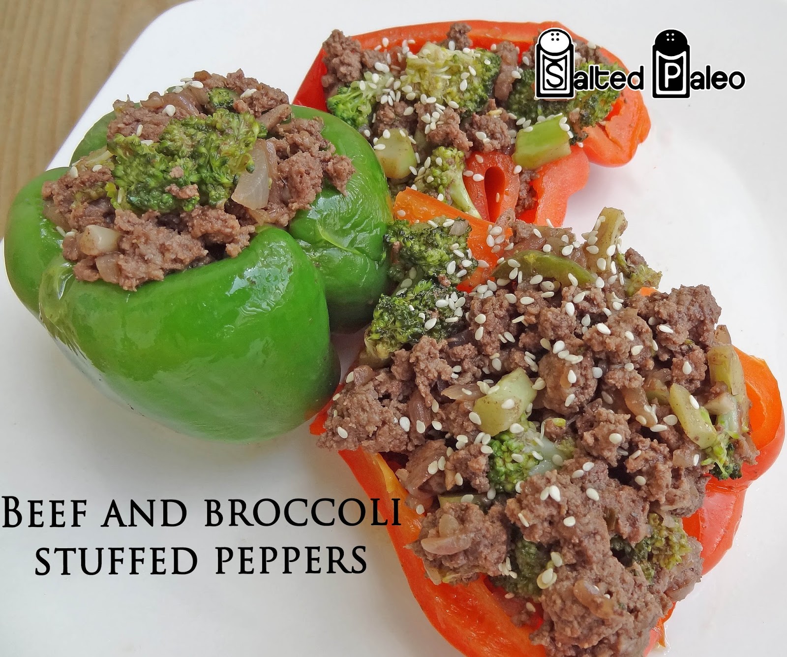Salted Paleo Quick Beef and Broccoli Stuffed Peppers