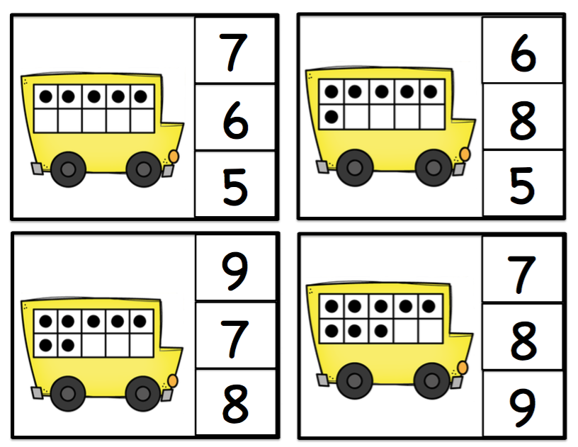 Bus Number Cards Preschool Printables