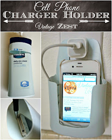 Cell Phone Charger Holder (upcycled from a lotion bottle!) on Diane's Vintage Zest!