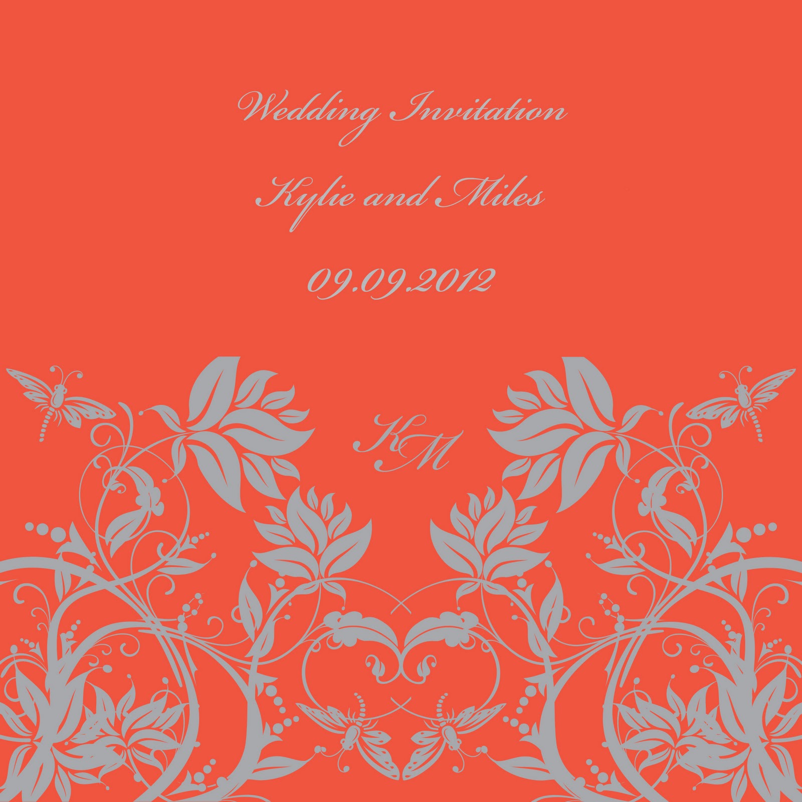 Wedding Invitation in Pantones Colour of the Year 2012 "Tangerine Tang...