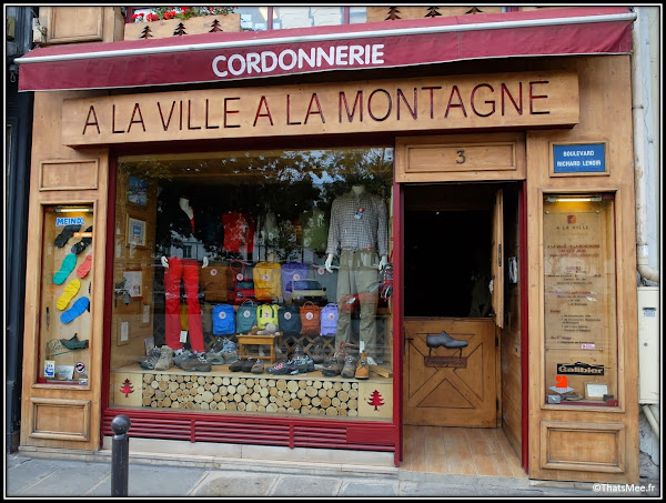 Bon Plan Cordonnier à La Ville à La Montagne boulevard Beaumarchais Paris chaussures montagne boutique chalet suisse