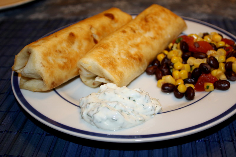 Many Many Hats Chicken Flautas with Sour Cream Salsa