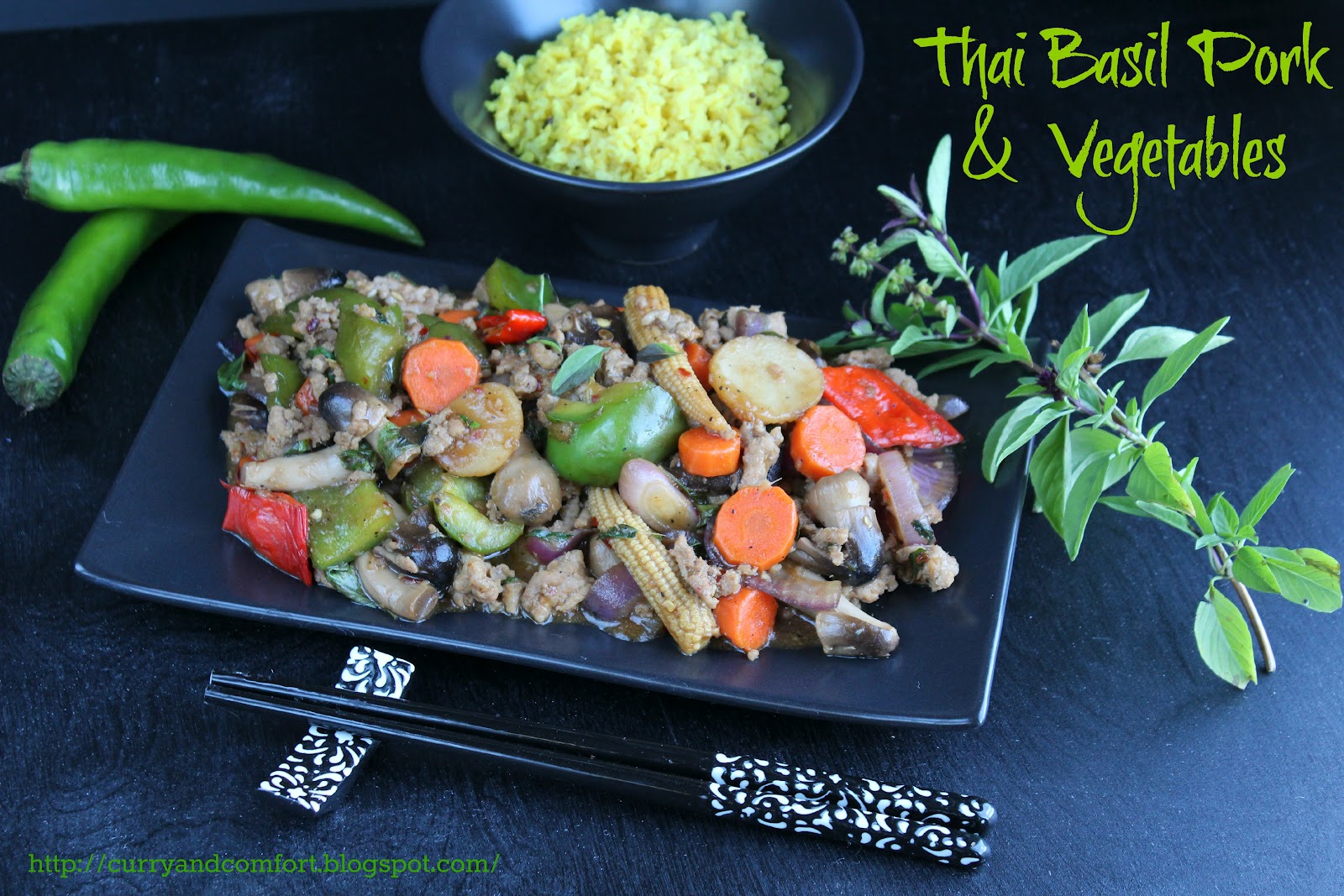 Kitchen Simmer Thai Basil Pork and Vegetable Stir Fry