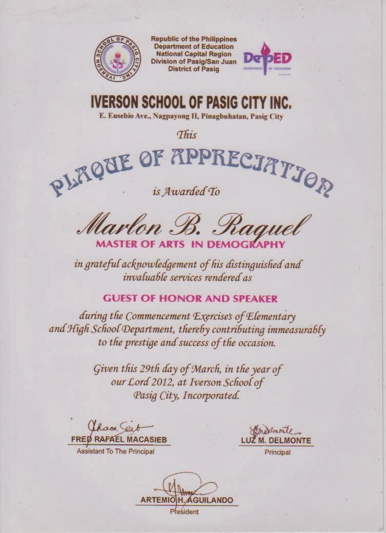 sample content of certificate of appreciation