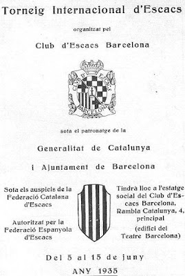 Portada del folleto de promoción del Torneo Internacional de Ajedrez Barcelona 1935