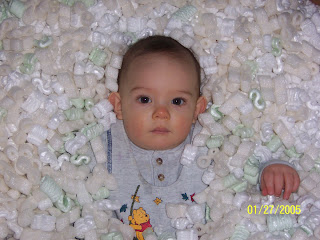 Chillin' in Peanuts; now that's a fun thing to do with packing peanuts.