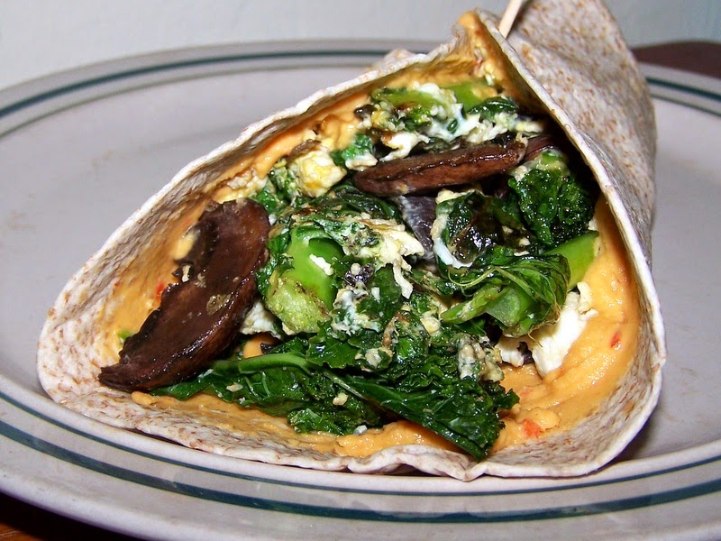 heidi's wanderings Kale Egg and Mushroom Wrap