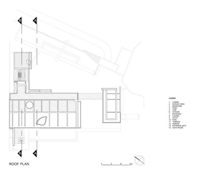 Roof plan of the villa sow