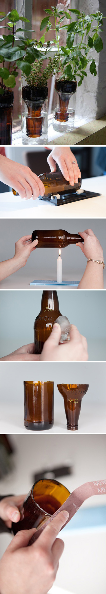 Convert Beer bottles into the shape of a vase