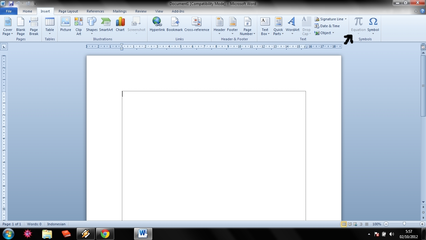 Mengaktifkan Fitur Equation Pada Ms Office Word 2010