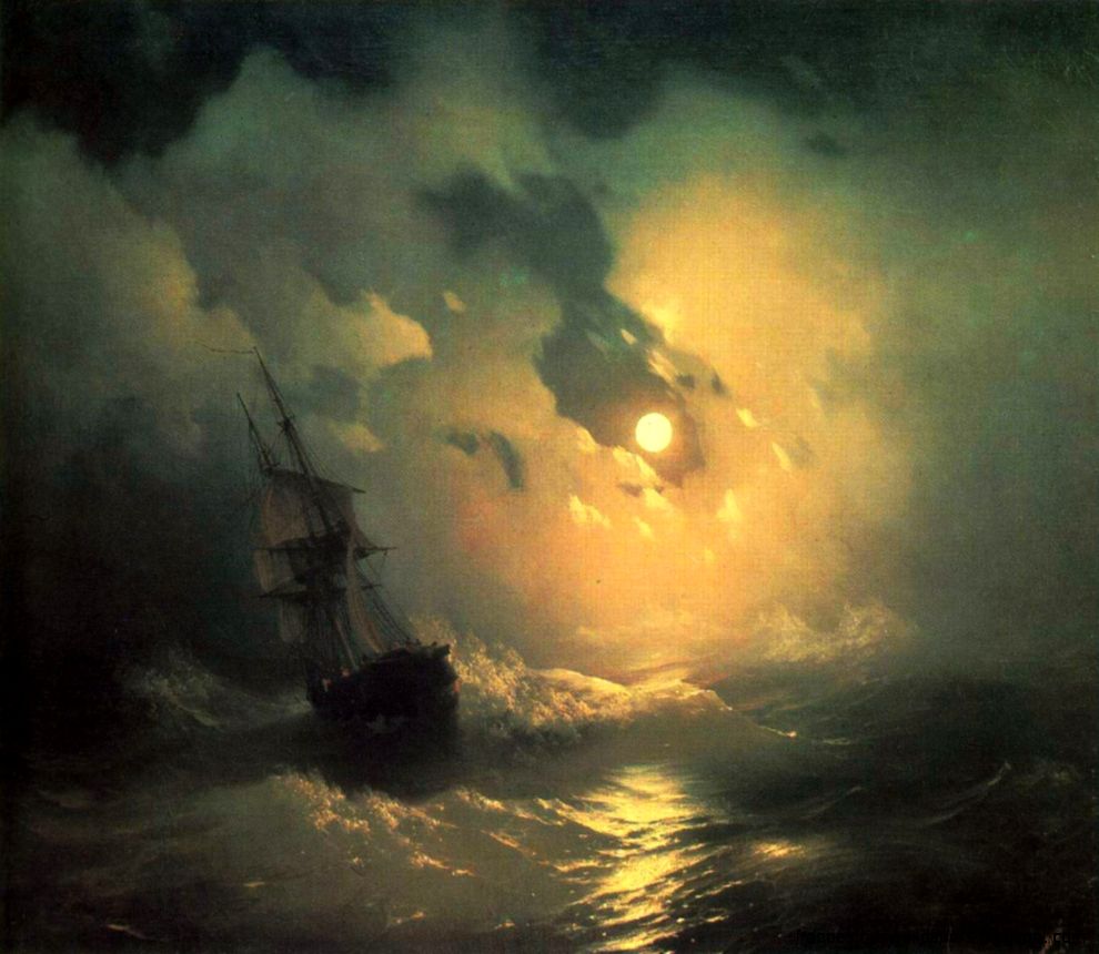 Stormy Sea at Night Painting Stormy Sea at Night Painting