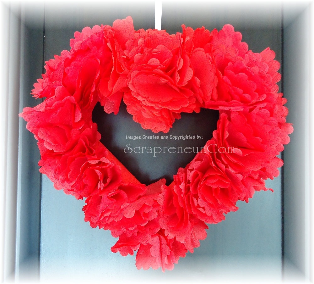 Jinky's Crafts & Designs Crepe Paper Heart Wreath Tutorial